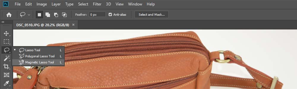 Choose lasso tool