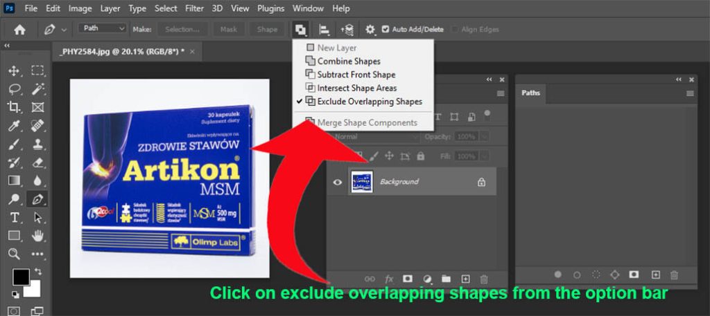 Exclude overlapping shape