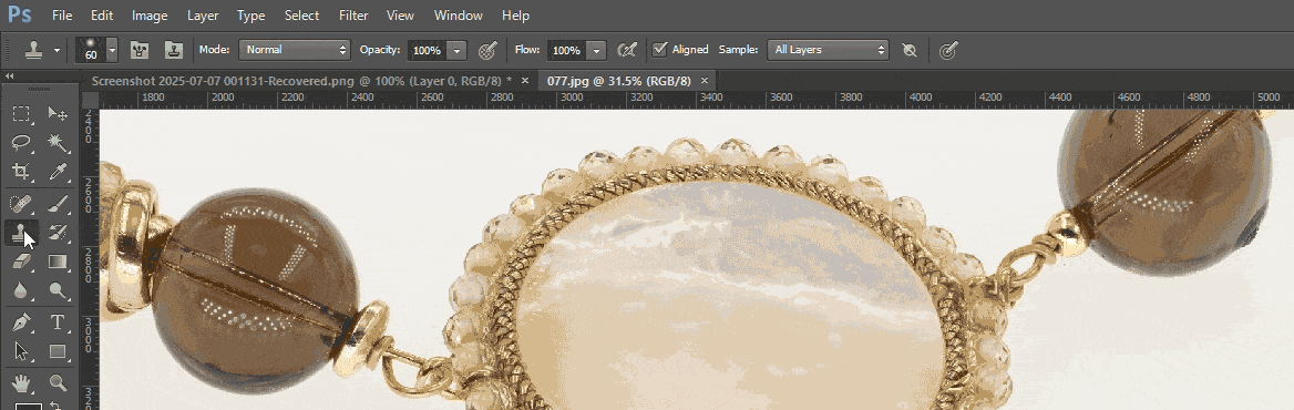 Brush size and hardness clone tool