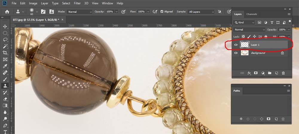 Clone retouch in blank layer