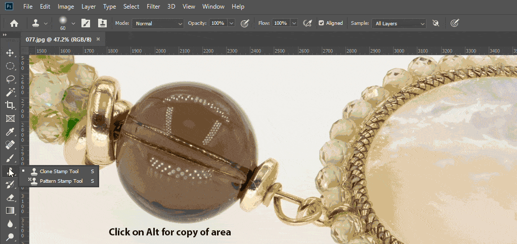 Copy area for retouch