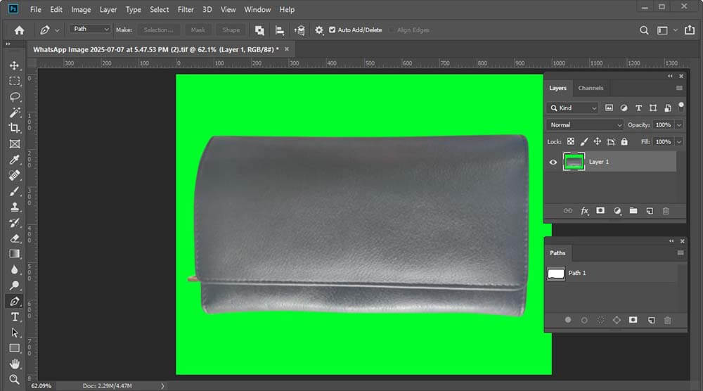 Open image in photoshop